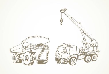 Vinç ile makine. Vektör çizim