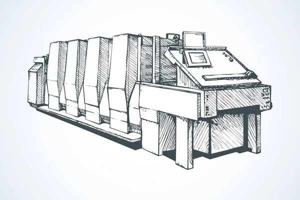 現代の印刷機。ベクター スケッチ — ストックベクタ