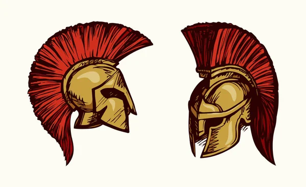 Spartaanse helm. Vector tekening — Stockvector