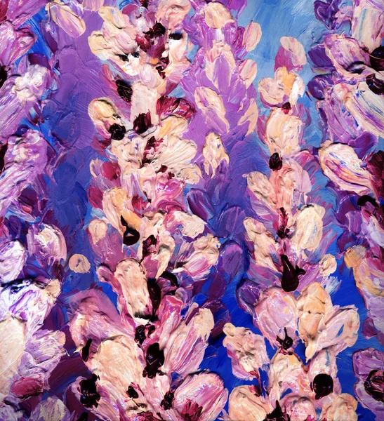 Pintura al óleo. Flores brillantes de glicina —  Fotos de Stock