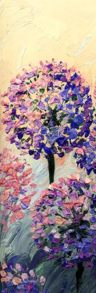 Obraz olejny. Jasne cebula Kwiatów — Zdjęcie stockowe