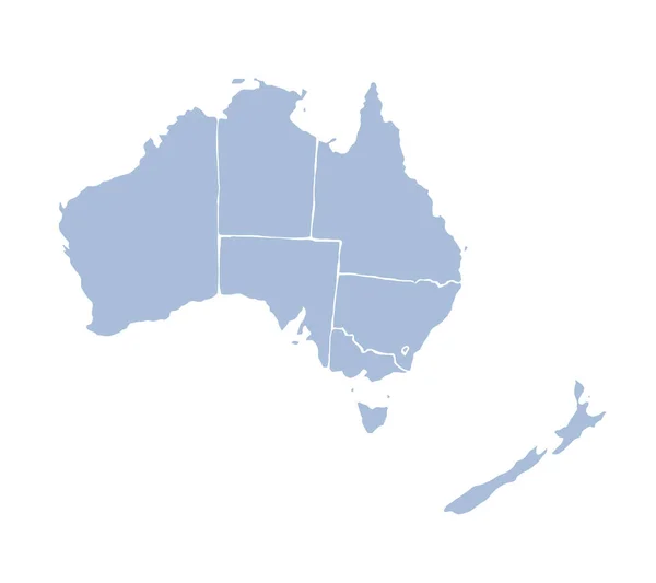 Australische continent met de contouren van landen. Vector draw — Stockvector