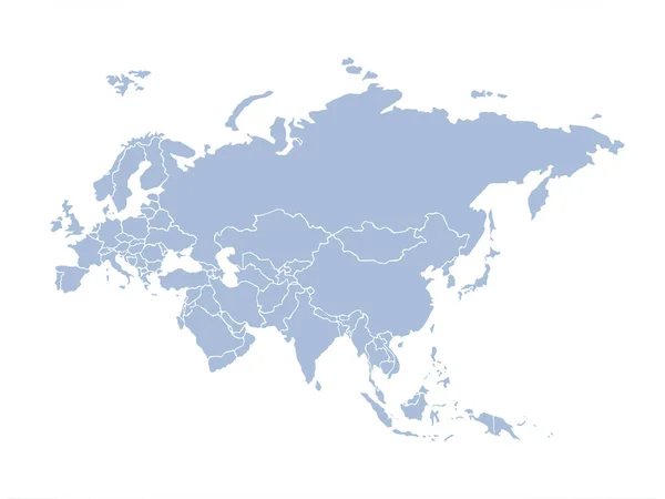 Eurasia. Continente con i contorni dei paesi. Vettore dr — Vettoriale Stock