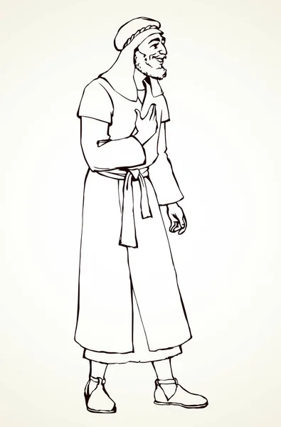 Uomo ebreo con vecchi vestiti. Disegno vettoriale — Vettoriale Stock