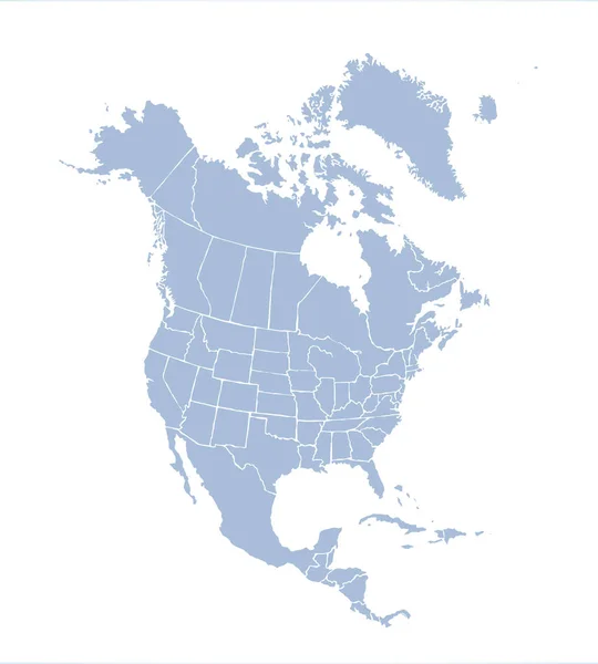 Continent nord-américain avec des contours de pays. Dessin vectoriel — Image vectorielle