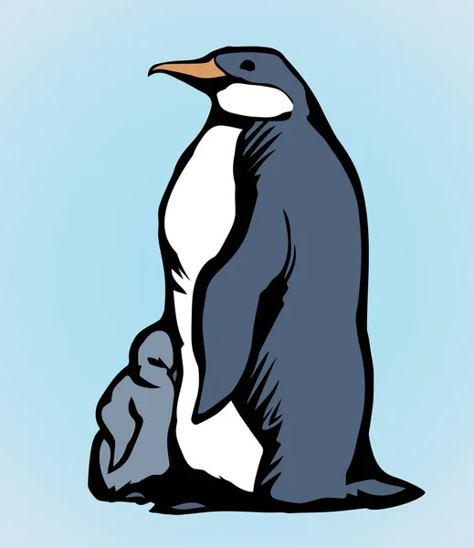 Buzun üzerindeki penguen. Vektör çizimi — Stok Vektör