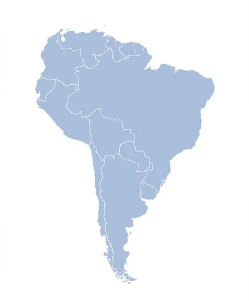 Continente da América do Sul com contornos de países. Vector drawi —  Vetores de Stock