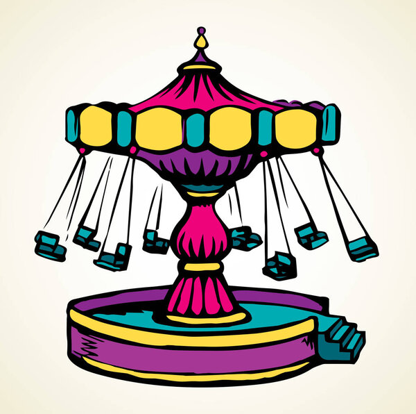 Attraction carousel. Vector doodle symbol