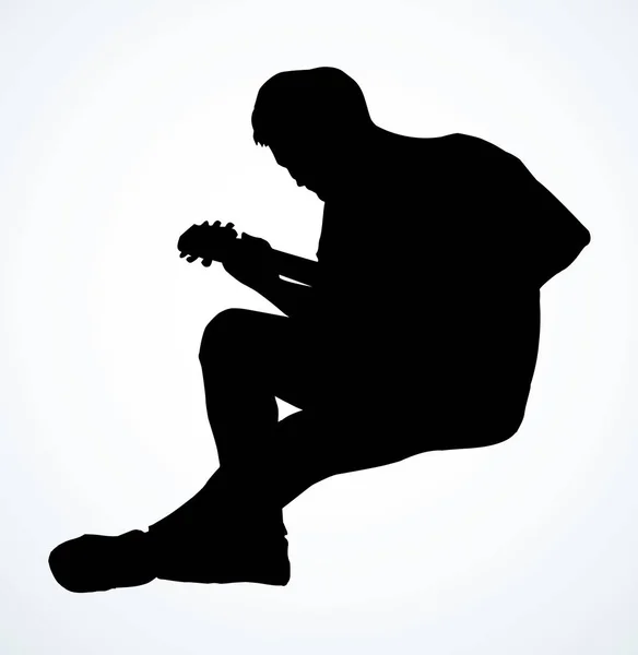 Um homem toca guitarra. Desenho vetorial — Vetor de Stock