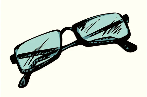 Vikta glasögon. Ikon för vektorritning — Stock vektor