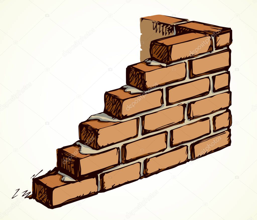 New cute simple house airbrick diy on light backdrop. Freehand outline black ink hand drawn design concept object emblem sketchy in vintage art doodle style pen on paper space for text. Closeup view