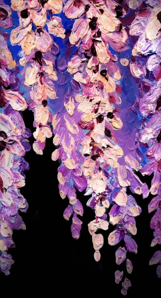 Oil painting. Bright wisteria flowers — 스톡 사진