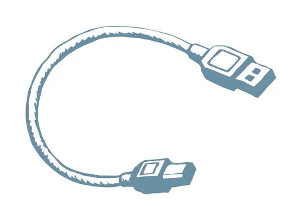 Cable para cargar el teléfono. Dibujo vectorial — Vector de stock