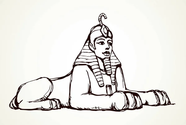 Esfinge egípcia. Desenho de caneta vetora — Vetor de Stock