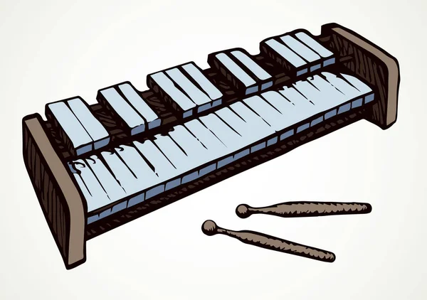 Instrument de musique xylophone. Symbole vectoriel de doodle — Image vectorielle