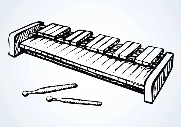 Hudební nástroj xylofon. Symbol vektoru čmáranice — Stockový vektor