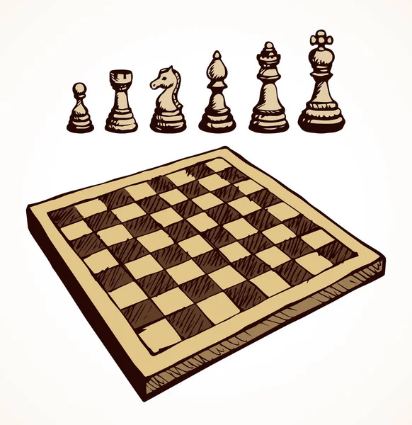 Figuras de xadrez. Desenho de caneta vetora —  Vetores de Stock