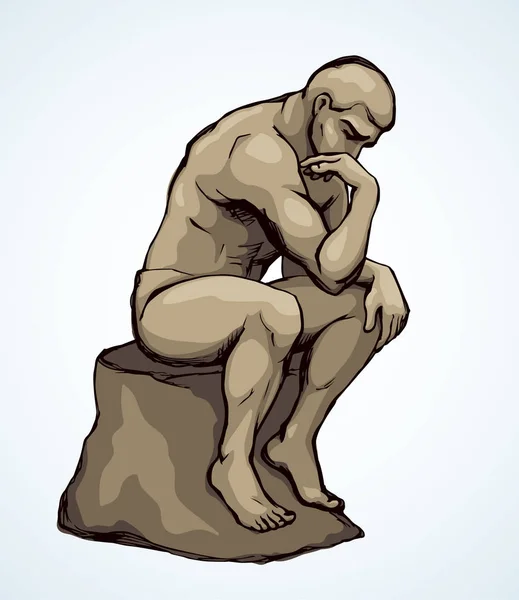 La estatua el Pensador. Dibujo vectorial — Vector de stock