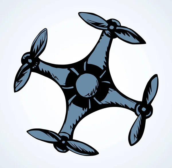 Drone en vuelo. Dibujo vectorial — Archivo Imágenes Vectoriales