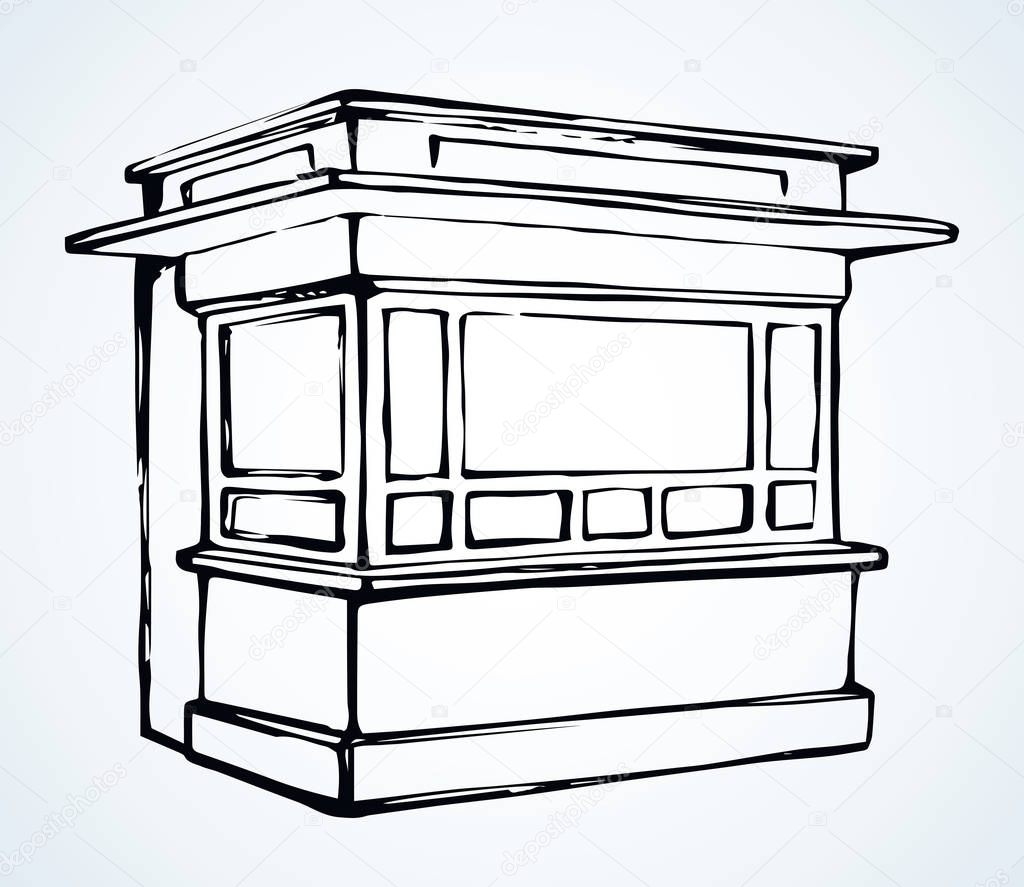 Shop stall. Vector drawing kiosk