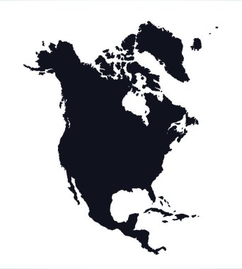 Ülkelerin konturları ile Kuzey Amerika kıtası. Vektör çizimi