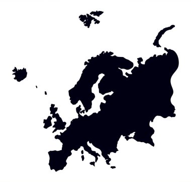 Avrupa. Ülkelerin dış hatlarıyla kıta. Vektör Dra