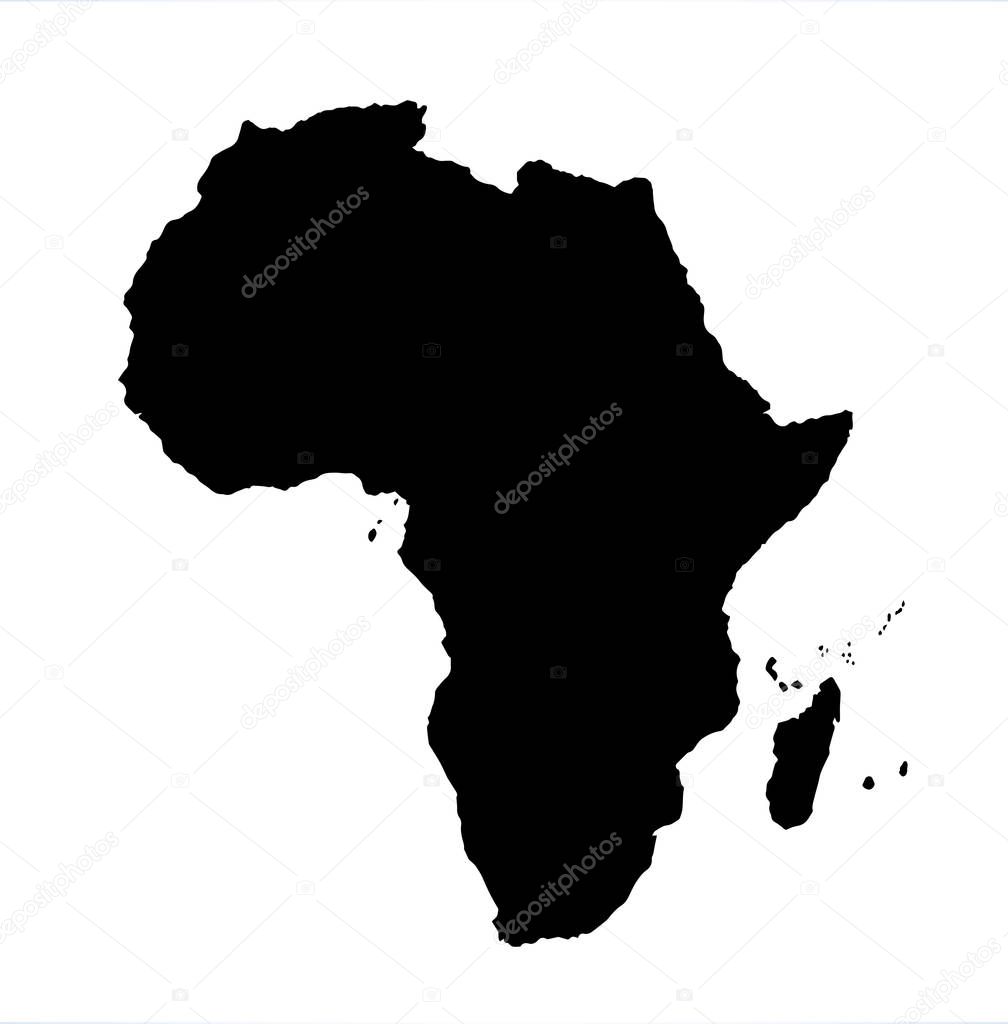 Africa with contours of countries. Vector drawing