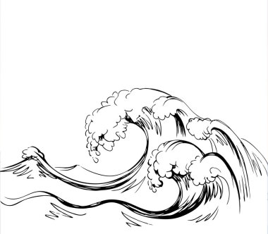 Su dalgası. Vektör çizgisi çizilir