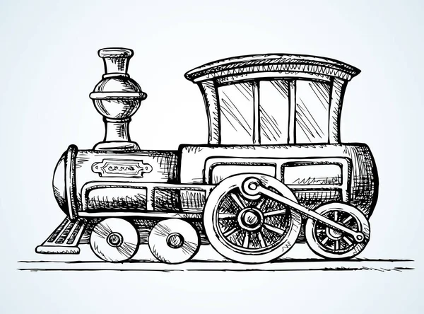 Vieille locomotive jouet. Dessin vectoriel — Image vectorielle