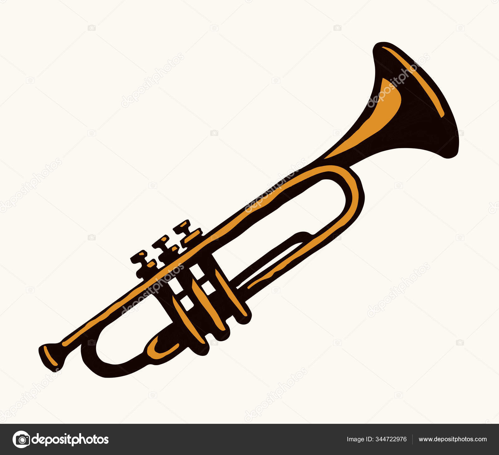Musical instrument. Trumpet. Vector drawing Stock Vector by