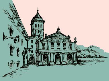 Eski şehir sokak. Vektör çizim