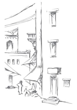 Eski Doğu şehir. Vektör çizim