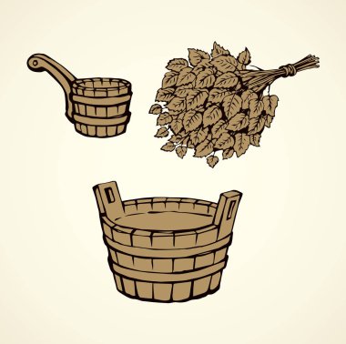 Ahşap kase. Vektör çizim