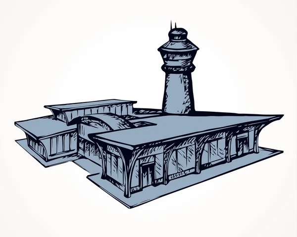 Edificio aeropuerto. Dibujo vectorial — Archivo Imágenes Vectoriales