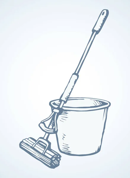 Bin voor het schoonmaken. Vectortekening — Stockvector