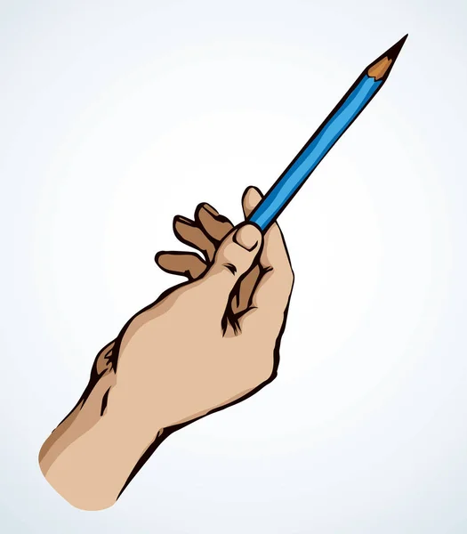 Hand points with a pencil. Vector drawing — Stock vektor