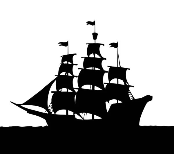 Buque de vela. Barco de dibujo vectorial — Vector de stock