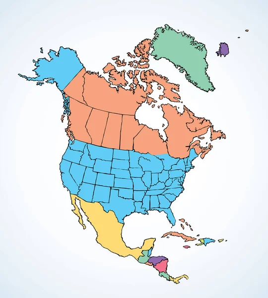 Grote Sociale Fysieke Amerikaanse Republiek Zone Vorm Witte Achtergrond Freehand — Stockvector