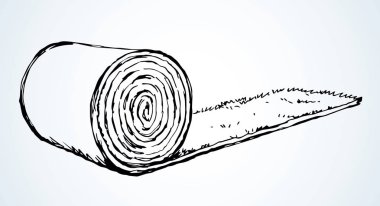 Kıvrımlı lüks VIP makarası beyaz kağıt metin alanının üzerinde uzanıyordu. Eskimiş sanat karikatür baskı tarzında ana hatları çizilmiş yeşil çayır bitkisi düz ped nesne logo tasarımı konsepti. Yakın görünüm
