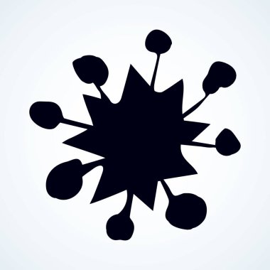 Sevimli Eve natal buzlu yıldız çizimi. Işık gökyüzü arka planında İsa 'nın doğumu tasarımı. Kağıt metin alanı üzerinde karalama retro tarzı kalemle siyah mürekkep el logotip amblem tasarımı çizildi