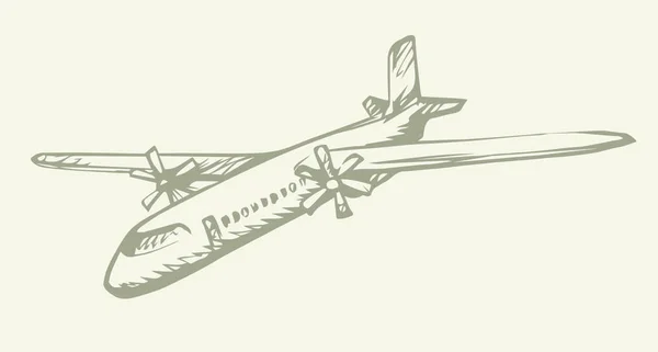 Grote Oude Vliegende Schip Model Foto Lichte Achtergrond Freehand Outline — Stockvector