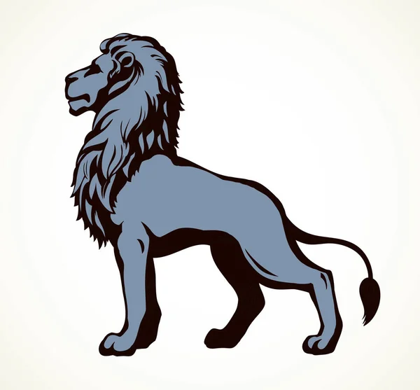 Krásný Africký Hrdý Mocný Šlechtic Velký Leo Stojící Divoký Hledá — Stockový vektor