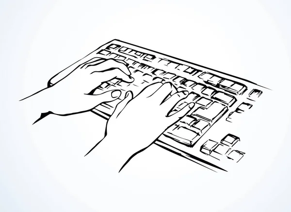 Clavier Macbook Lcd Sur Fond Table Blanc Ligne Noire Dessinée — Image vectorielle