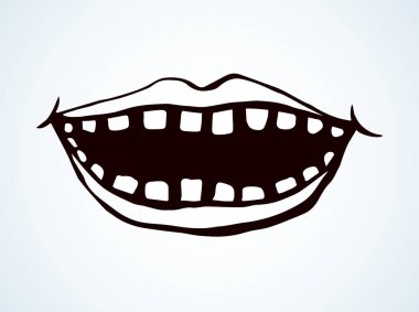 Beyaz metin uzayında büyük bir erkek mizah öğesi. El yazısı, siyah mürekkep çizimi, pop man lol ses logosu pictogram amblem tasarımı, retro sanatçı doodle engrave tarzı kalem. Yakın görünüm