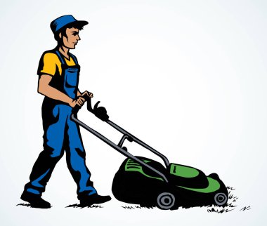 Metin için beyaz gökyüzü boşluğundaki tırpanı kullan. Serbest hat siyah el çizilmiş el emeği fabrika çimenliği ev işleri makine logosu pictogram işaret simgesi modern klip sanat karalama tarzı