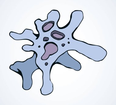 Soyut kaos küçük protist elementi şekillendirir. Çizgi siyah el çizilmiş su doğası tıp fakültesi çalışma ikonu sembolü resim çizimi. Çizgi film tasarımı. Yakın makro görünüm