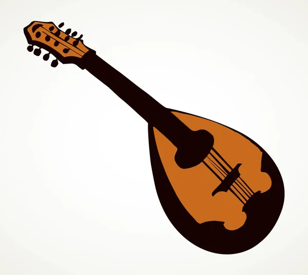 Vista Primer Plano Mandola Ukelele Cuerda Strum Grande Viejo Freehand — Vector de stock