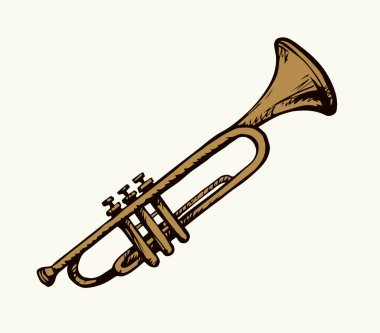 Beyaz kâğıt üzerinde romantik, altın sarısı, tek kişilik bir telefon. Siyah mürekkep kalem el çizimi senfonik tiyatro aracı logotype pictogram amblemi sanatçı antik doodle engrave tarzı