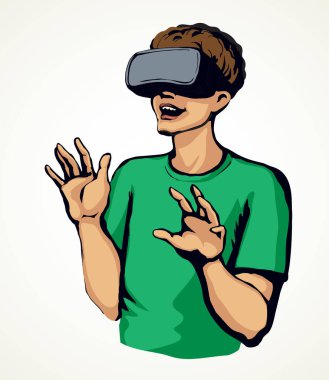 Hat kapansın Joy Boy beyaz metin uzayında optik cam film yazılımıyla yüzleşsin. Siyah insan gelecekteki bilim uygulaması konsept simge tasarımı tasarımı çizimi sanat çizgi filmi grafik görünümü