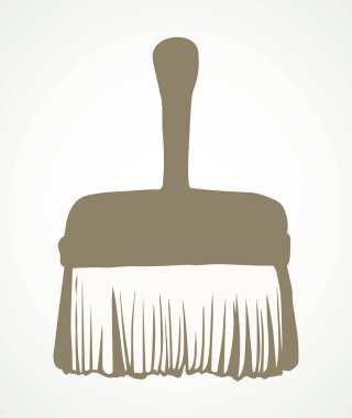 Kağıt metin alanına yerleştirilmiş büyük, eski ahşap yıkama kir temizleme çubuğu. Taslak siyah renkli mürekkep boyalı el çizimi kirli zanaat logosu pictogram tasarımı klasik karalama tarzı. Yakın çizgi görünümü